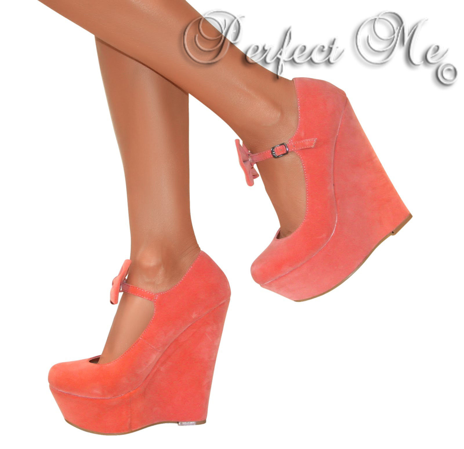 LADIES MARY JANE BOW HIGH WEDGE HEELS SHOE PLATFORM STRAPPY SUMMER